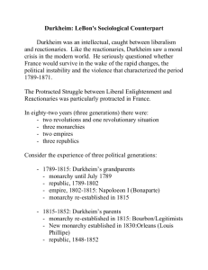 Durkheim: LeBon`s Sociological Counterpart