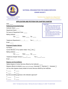 Application and Petition for Chapter Charter