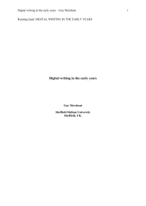 Digital writing in the early years - the Sheffield Hallam University