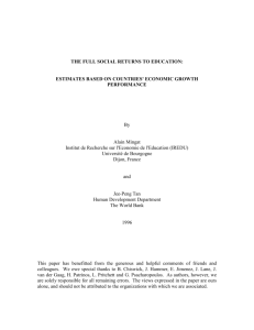 The Full Social Returns to Education: Estimates Based on Countries