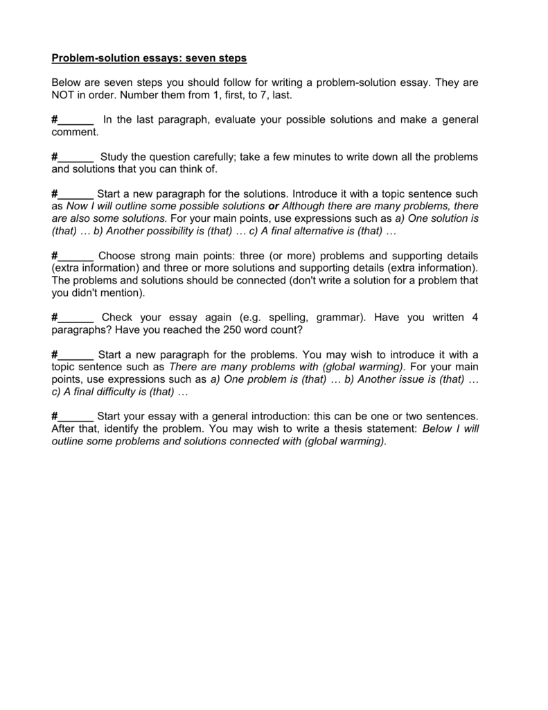 Problem solution Essays