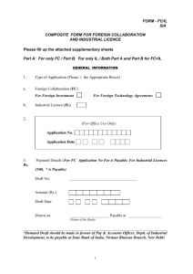 COMPOSITE FORM FOR INDUSTRIAL LICENCE / 100% EOU