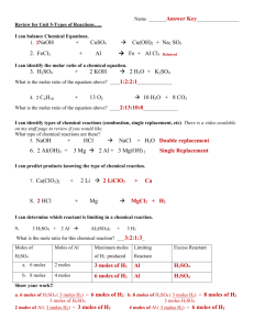 Review for Unit 5-Types of Reactions…