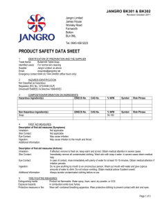 JANGRO BK301 & BK302 Revision October 2011 Jangro Limited