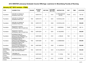 WINTER COURSES - Lawrence S. Bloomberg Faculty of Nursing