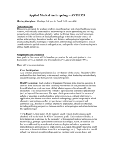 Applied Medical Anthropology - ANTH 353