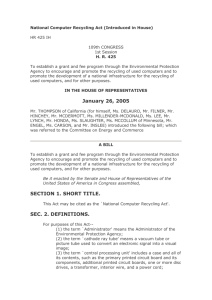 National Computer Recycling Act (Introduced in House)