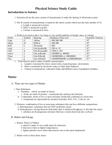 Physical Science Study Guide for End of Course Test