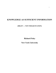 KNOWLEDGE AS SUFFICIENT INFORMATION