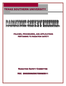 Radiation Safety Training Manual for TSU