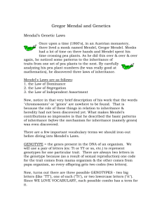 Gregor Mendal and Genetics