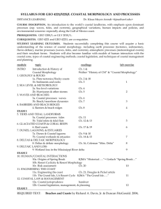 SYLLABUS FOR GG 4523/6523 (Coastal Environments)