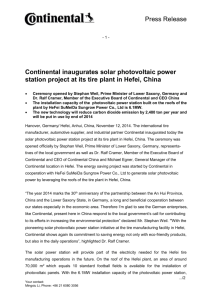 Continental inaugurates solar photovoltaic power station project at