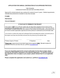 application for annual continuation of an approved protocol