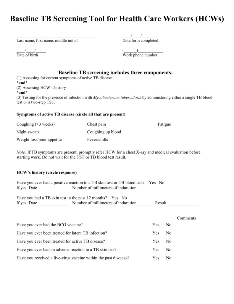 Printable Tb Skin Test Form Printable Blank World