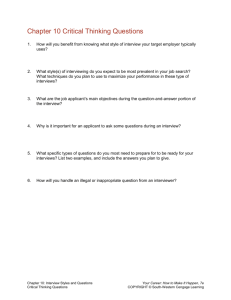 Chapter 10 Critical Thinking Questions