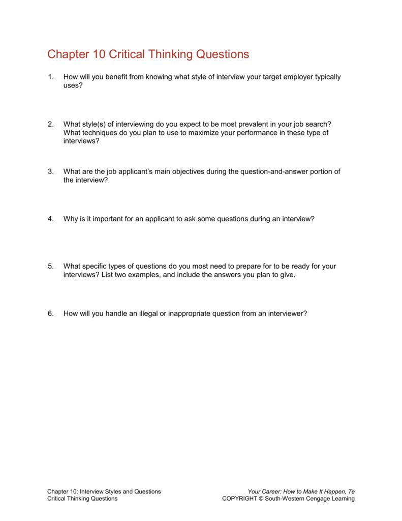 unit 10 critical thinking questions