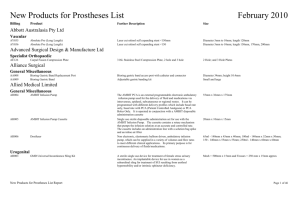 New Items for Prostheses List - Private Healthcare Australia