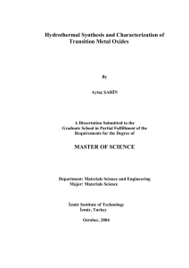 Hydrothermal Synthesis of Transition Metal Oxides