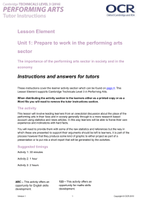 Prepare to work in the performing arts sector