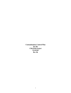 Contamination Control Plan