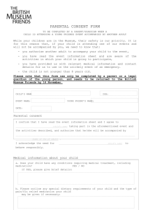 PARENTAL CONSENT FORM TO BE COMPLETED BY A PARENT
