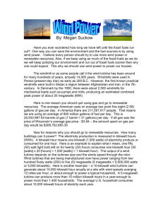 Wind Power - Our World, Our Responsibility UNIT Project