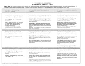 Competency level guidelines - specialists