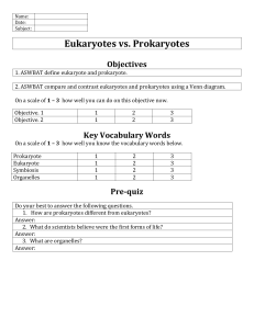 Name: Date: Subject: Eukaryotes vs. Prokaryotes Objectives 1