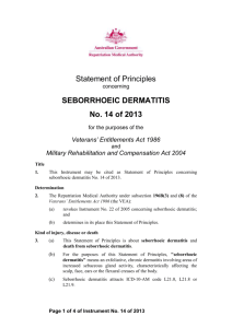 Statement of Principles 14 of 2013 seborrhoeic dermatitis balance of