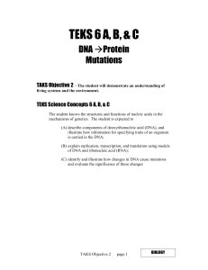 TEKS B. 6 A, B & C – DNA, Protein, Mutations