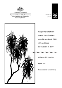 Ranger trial landform: Particle size of surface material samples in