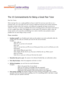 The 15 Commandments for Being a Great Peer Tutor Dear Peer