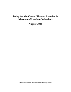 Policy for the care of human remains in Museum of London collections