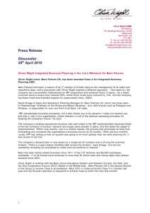 Press Release - Oliver Wight EAME LLP