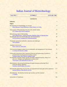 Indian Journal of Biotechnology (IJBT)