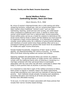 Social Welfare Policy: Controlling Gender, Race and Class