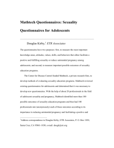 Mathtech Questionnaires: Sexuality Questionnaires for Adolescents