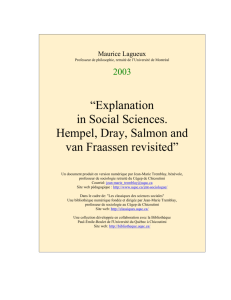 “Explanation in Social Sciences. Hempel, Dray, Salmon and van