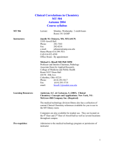 Med Tech 504 Syllabus - The Ohio State University