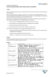 Level 6 Annotated Student Work Sample: Roles in basketball