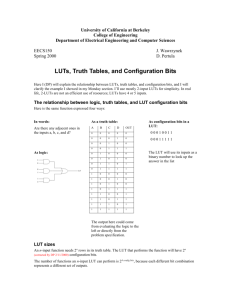 LUTs, truth tables, and configuration bits