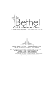 1-10-16 - Bethel Christian Reformed Church