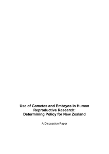 Use of Gametes and Embryos in Human Reproductive