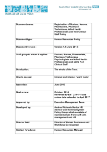 Professional registration of Doctors, Nurses, Pharmacists and Allied