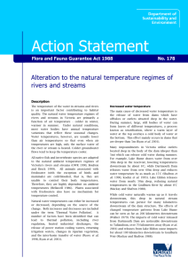 Alteration to the natural temperature regimes of rivers and streams