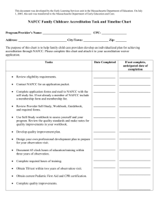 NAFCC Family Childcare Accreditation Task and Timeline Chart