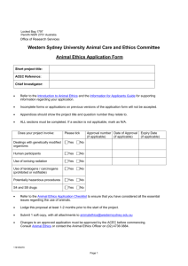 Animal Ethics Application form