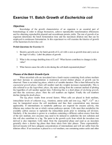 Exercise 11. Batch Growth of Escherichia coli
