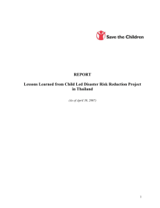 Lessons Learned from Child Led Disaster Risk Reduction Project in